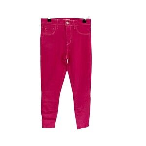 L'Agence Jeans Women's Size 25 Hot Pink Margot Cotton Blend Coated